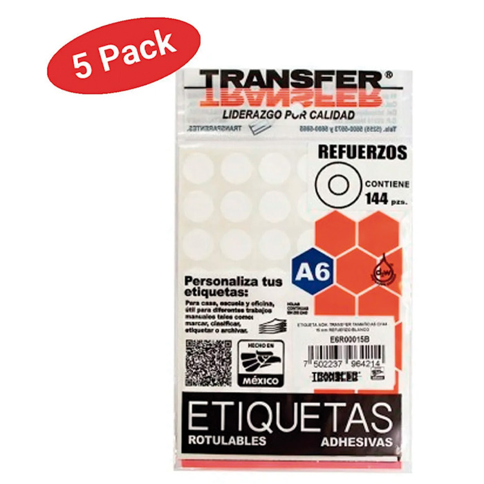 Refuerzo Para Hoja De Carpeta Adhesivo Blanco (5 Paquetes)