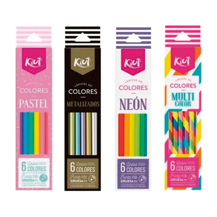 Colección Colores Kiut 24 Piezas -pastel, Neón, Multi, Metal