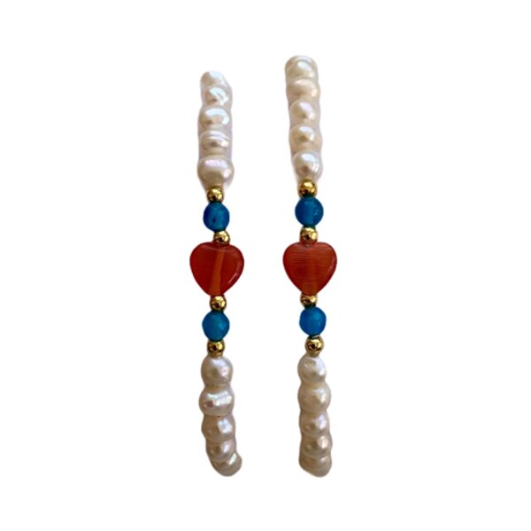 Duo de Pulseras en Chapa de Oro con Perla Natural Cultivada y Piedra Agata - Mancini Joyas