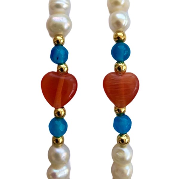 Duo de Pulseras en Chapa de Oro con Perla Natural Cultivada y Piedra Agata - Mancini Joyas