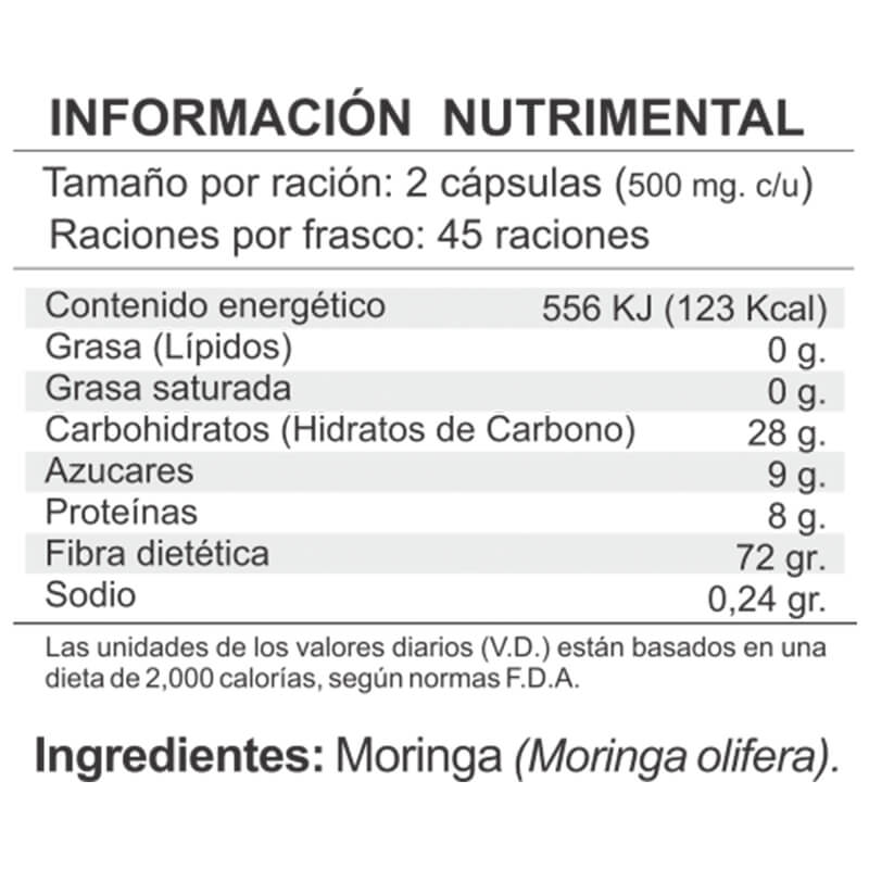 Morin Yang Moringa Capsulas 500mg 90 capsulas Fortalecido con Vitaminas Sanarlab