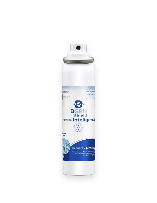 BGrn Shield, Desinfectante Antiviral por tiempo prolongado en Aerosol, 100ml.