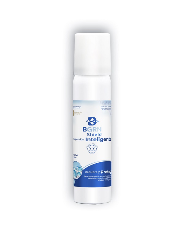 BGrn Shield, Desinfectante Antiviral por tiempo prolongado en Aerosol, 100ml.