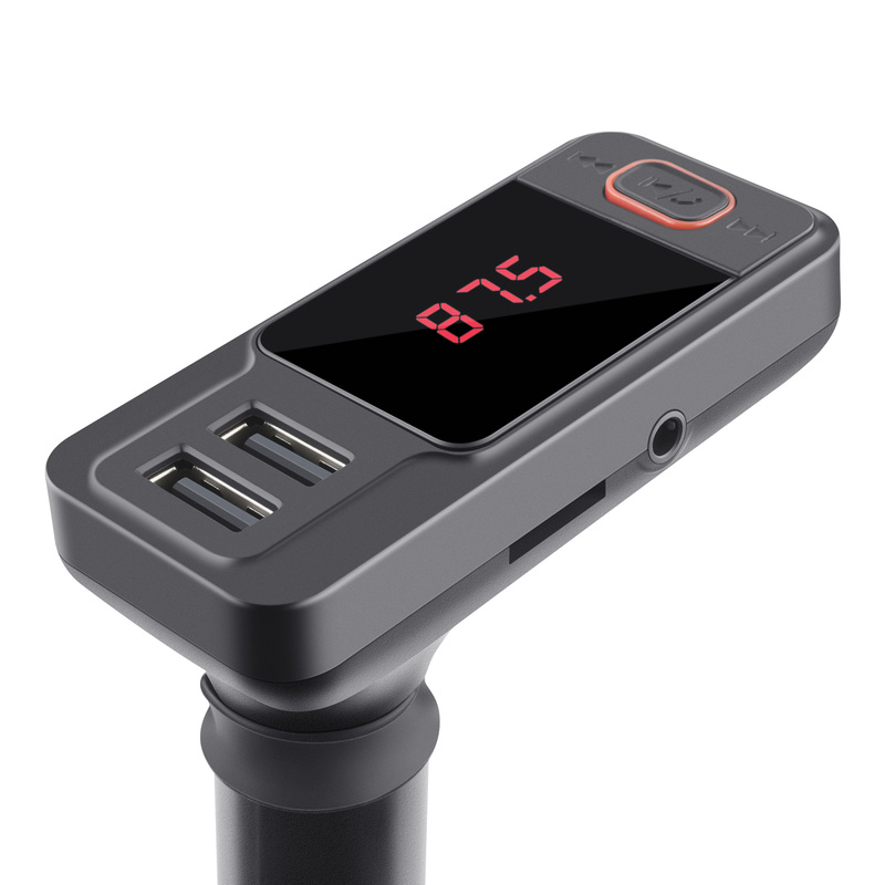 Manos libres Bluetooth y transmisor de audio FM con cargador USB y reproductor MP3