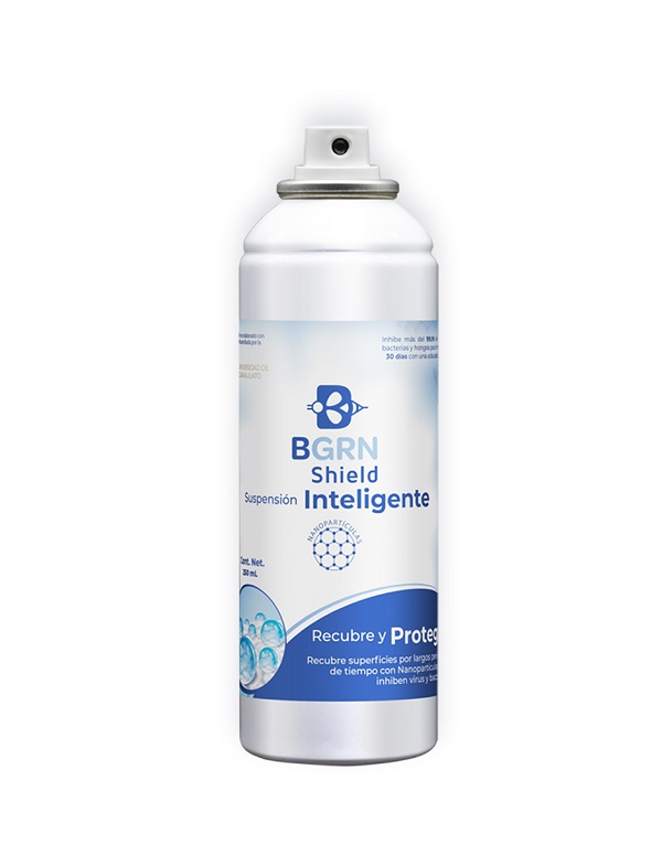 BGrn Shield, Desinfectante Antiviral por tiempo prolongado en Aerosol, 250ml.