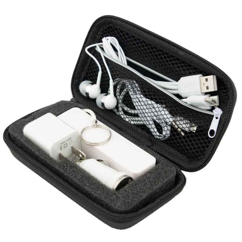 Kit de accesorios para smartphone con Power Bank, cargador de pared, de automóvil y audífonos TH-034 Blanco