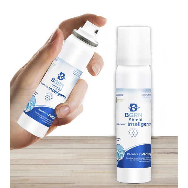 BGrn Shield, Desinfectante Antiviral por tiempo prolongado en Aerosol, 250ml.