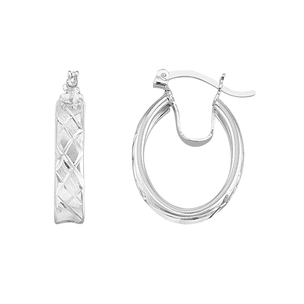 Arracada Ovalada Diamantada Hecha a Mano en Plata .925 + Obsequio