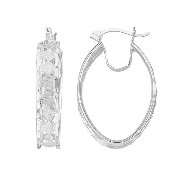 Arracada con Diseño de Riel Hueco Diamantado en Plata .925 + Obsequio