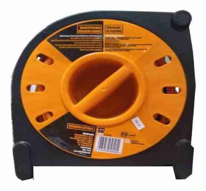 Extension Electrica Retractil Carrete 10 Mts 4 Cont Uso Rudo Color GRIS