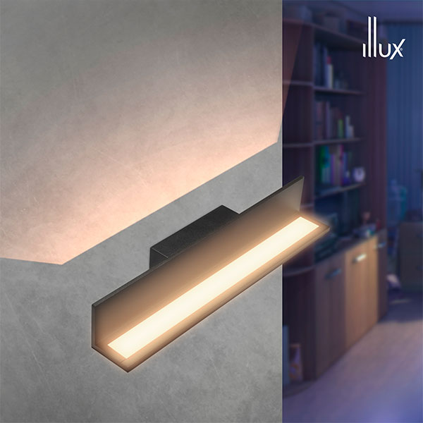 Luminario arbotante LED para sobreponer en muro, 9 W luz cálida (2 700 K), negro - Illux