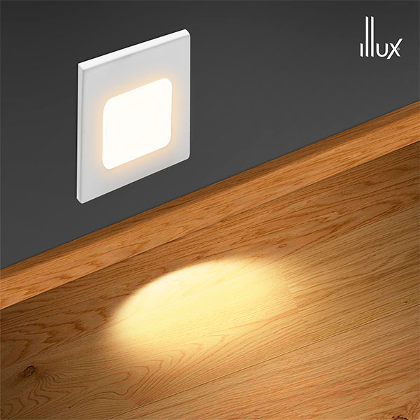 Luminario LED tipo cortesía para empotrar en muro, 1 W luz cálida (3 000 K), blanco  - Illux