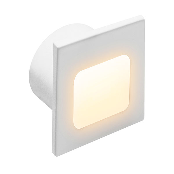 Luminario LED tipo cortesía para empotrar en muro, 1 W luz cálida (3 000 K), blanco  - Illux