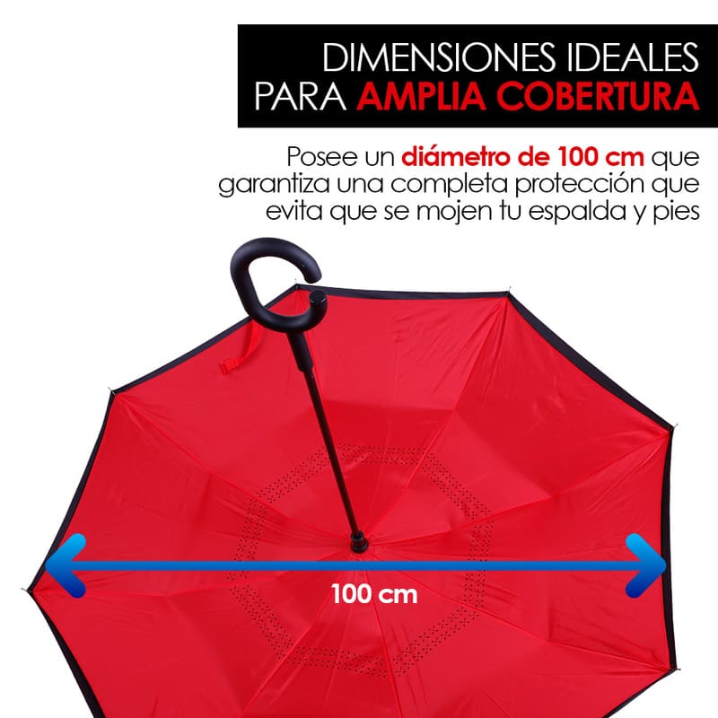 Paraguas Invertido Doble Refuerzo Sombrilla Resistente Redlemon