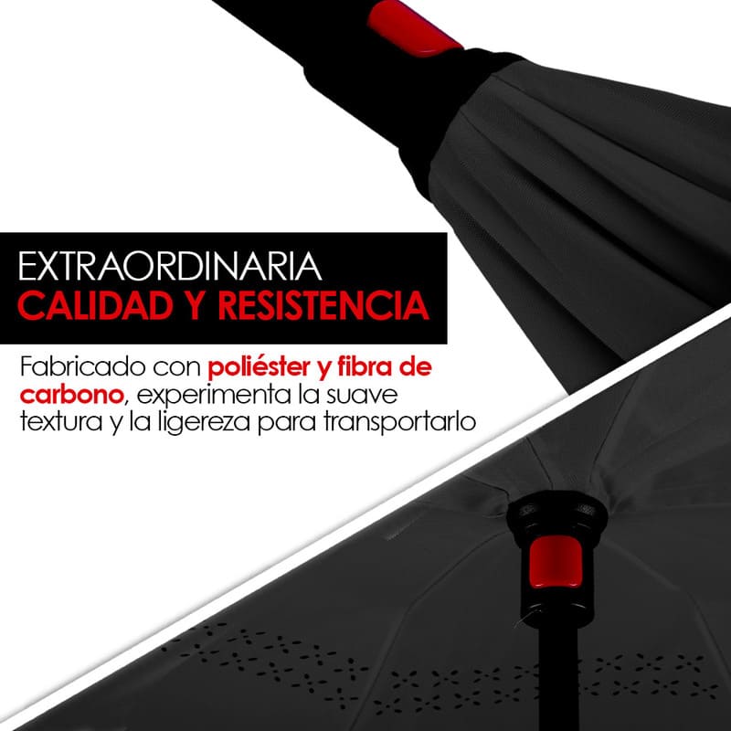 Paraguas Invertido Doble Refuerzo Sombrilla Resistente Redlemon