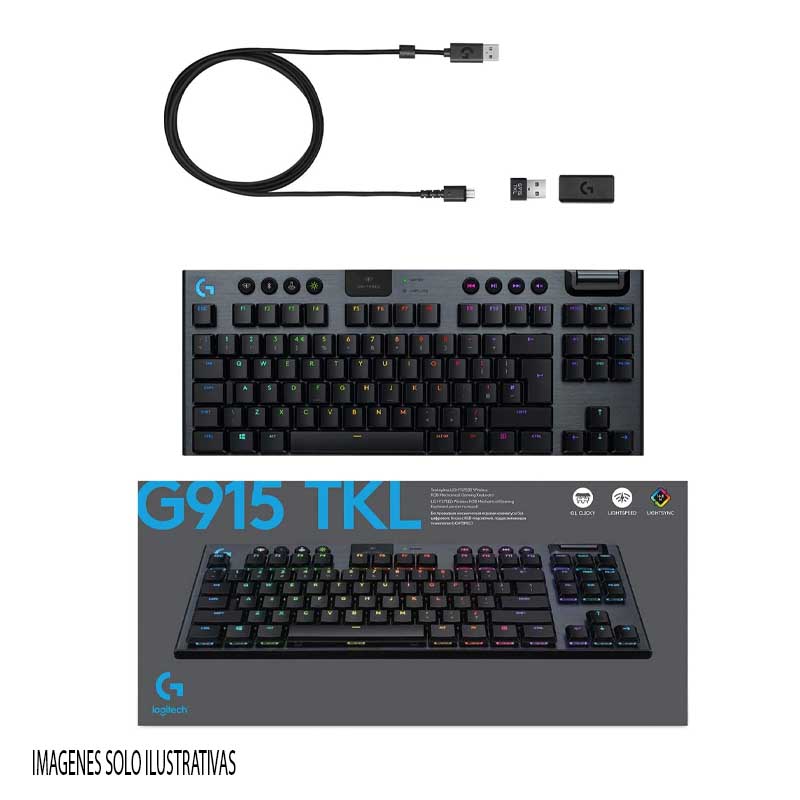 TECLADO GAMER USB/BT LOGITECH G915 TKL MEC NEGRO RGB ESP 920-009495 