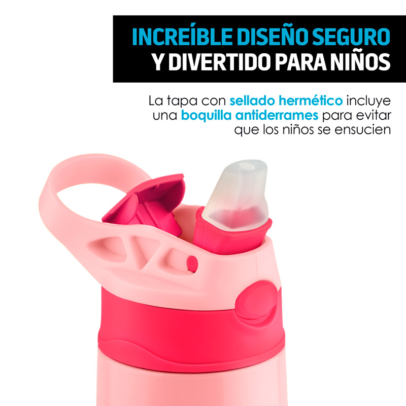Termo para Niños Acero Inoxidable Antiderrame 380 ml Redlemon.