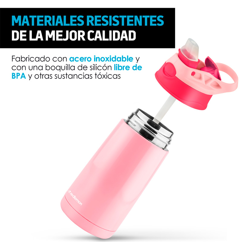Termo para Niños Acero Inoxidable Antiderrame 380 ml Redlemon.