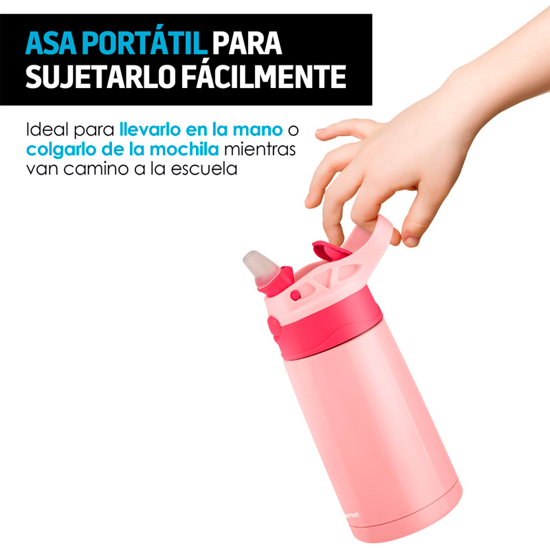 Termo para Niños Acero Inoxidable Antiderrame 380 ml Redlemon.
