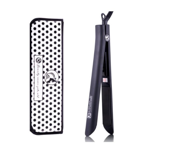 Kit Plancha Para Cabello Platinum Black Y Funda Térmica Royale