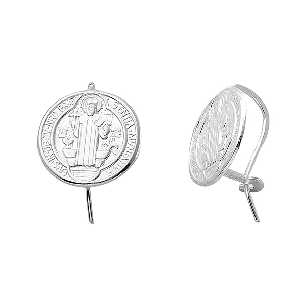 Arete con Diseño de Moneda San Benito en Plata .925 + Obsequio