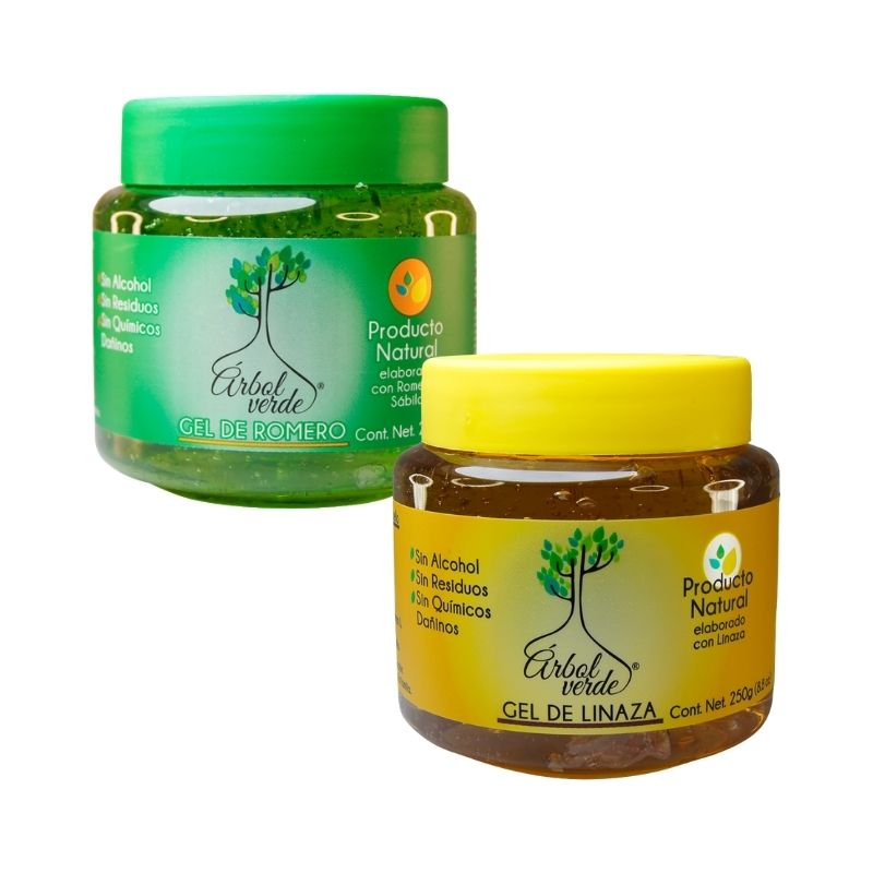 Pack 1 Gel de Linaza 250 gr y 1 Gel de Romero 250 gr Árbol Verde
