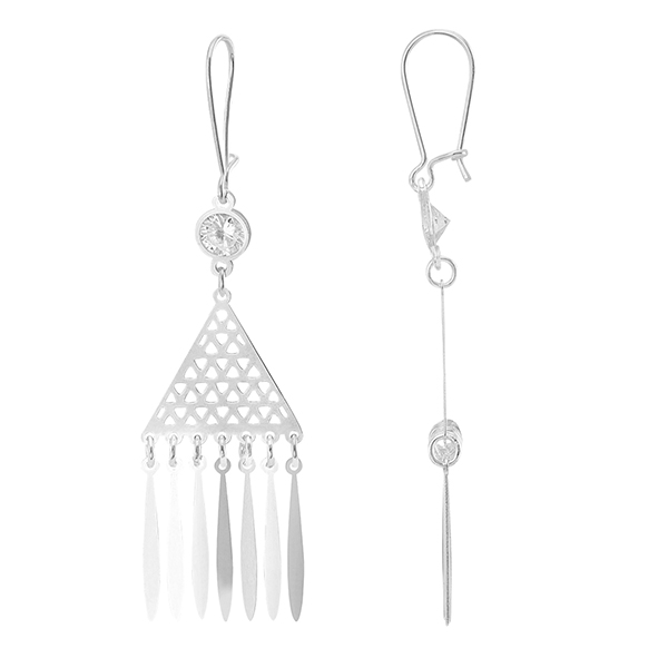 Arete con Diseño de Triángulo cortado en Láser Colgante en Plata .925 + Obsequio