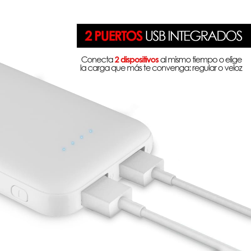 Power Bank 5000mah Batería Portátil Ultra Slim 2 Puertos USB Redlemon