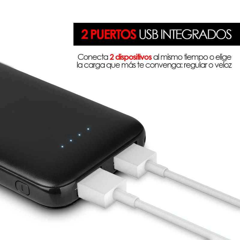 Power Bank 5000mah Batería Portátil Ultra Slim 2 Puertos USB Redlemon.