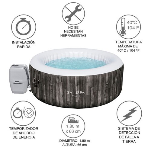 Jacuzzi Spa Inflable Bahamas Airjet 1.80 M 4 Personas