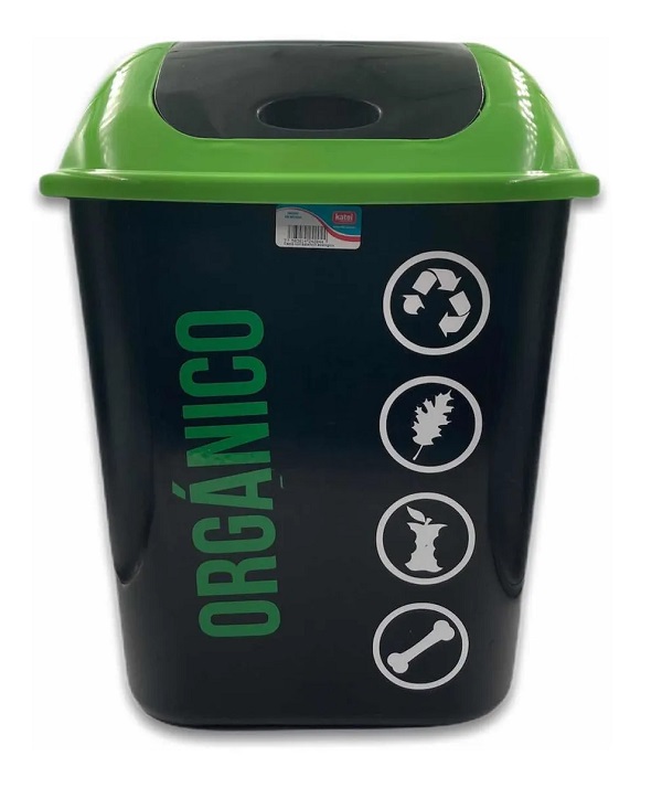 Kit 3 Botes de basura 24 litros con tapa balancin Organico Inorganico y Sanitario