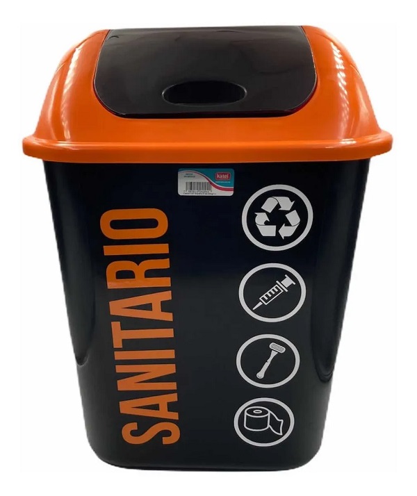 Kit 3 Botes de basura 24 litros con tapa balancin Organico Inorganico y Sanitario