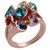 Anillo Multicolor Cristales Swarovski Baño Oro Rosado Farcelli Jewelry