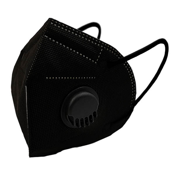 Cubrebocas KN95 Color Negro Con 5 Capas De Protección Con Válvula