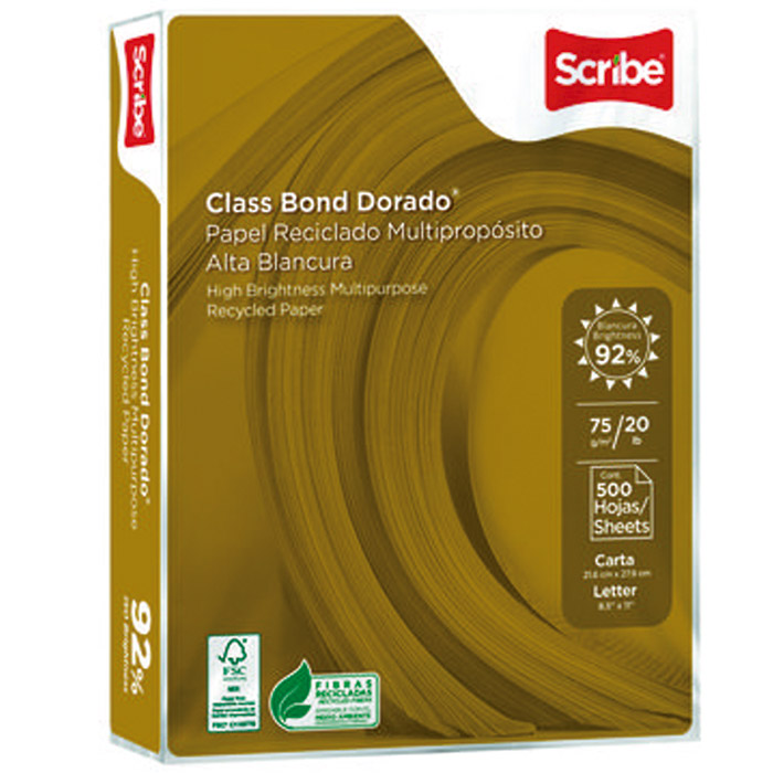 Papel Class Bond Dorado Scribe Paquete 500 Hojas Carta