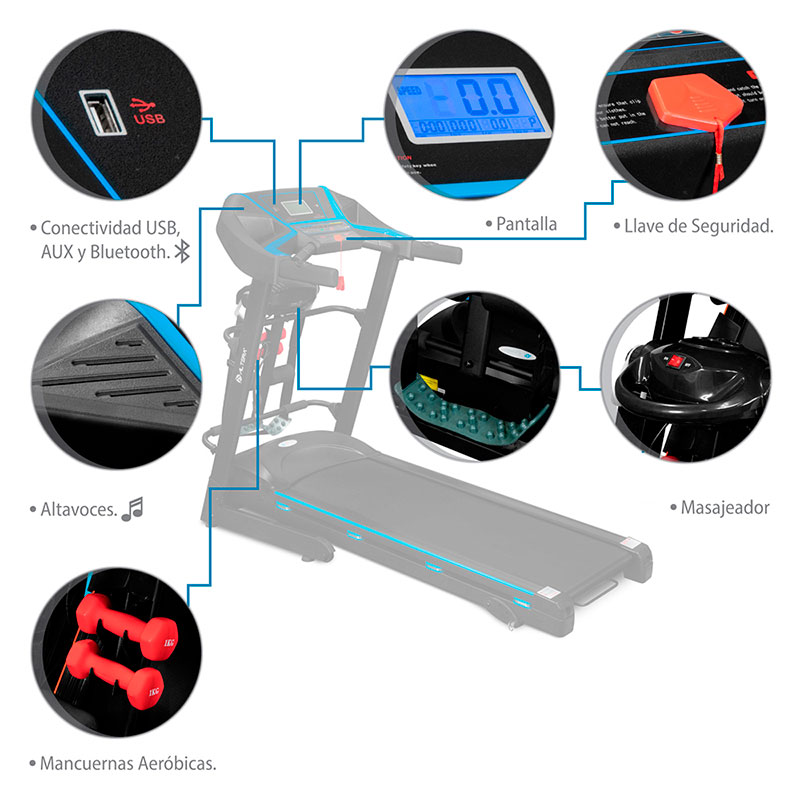 Cinta Correr Electrica Caminadora Fitness Bluetooth Altera 3 HP