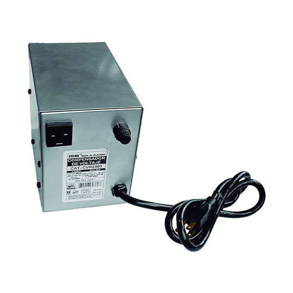 SOLA BASIC ISB CVR2500, COMPENSADOR DE Voltaje para Linea Blanca, 80-140 V (Plateado) CVR-2500PL