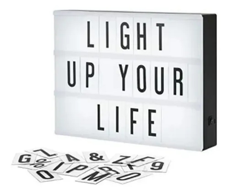Caja de luz de cine cambiante iluminada 255 letras negras y coloreadas,  números, símbolos e imágenes, blanco y color LED cinematográfico, tablero  de