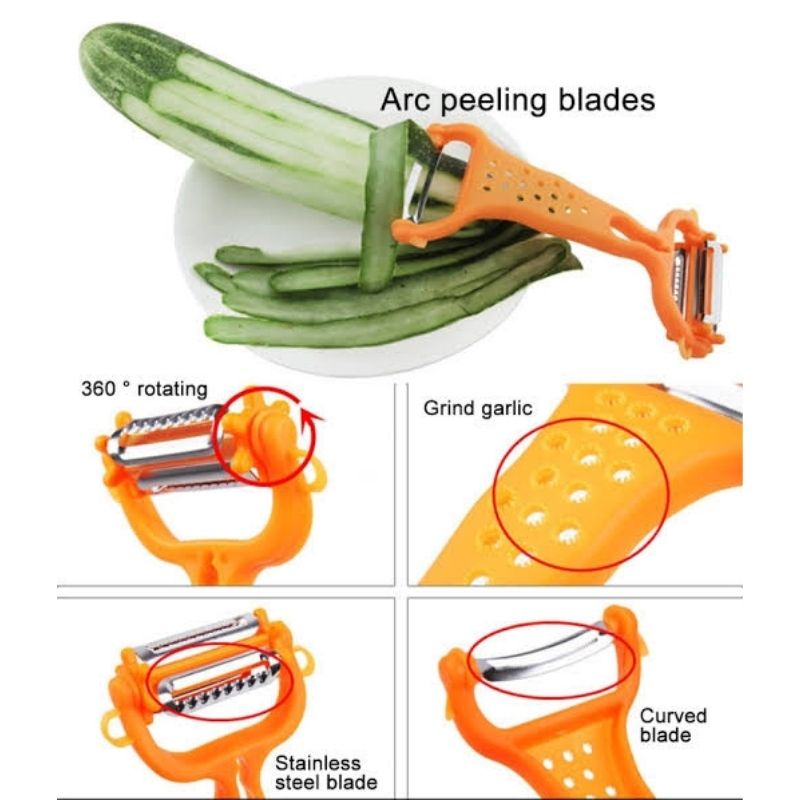 Pelador Rebanador Multiusos Frutas Verduras, LBP, Hoja Doble Acero Inoxidable -Verde