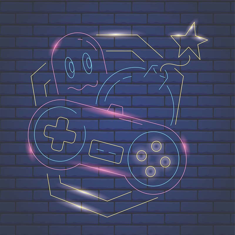 SET 4 CUADROS GAMERS AZULES CON BASTDOR DE MADERA MYCO