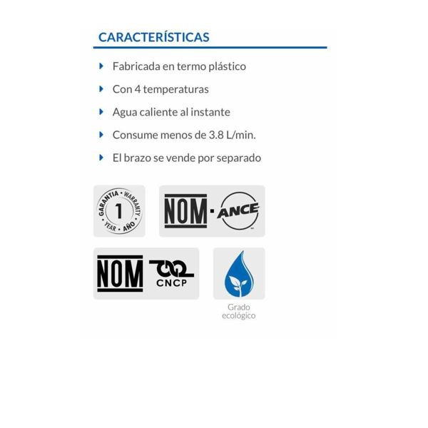 REGADERA ELÉCTRICA DE 4 TEMPERATURAS BLANCA AGUA CALIENTE FOSET 
