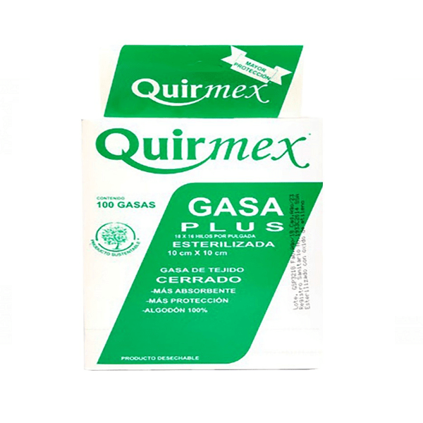 Quirmex Gasa Estéril Plus 10x10cm con 100 piezas