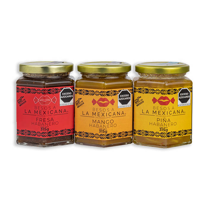 Paquete de Sabrosas Salsas de Habanero Naturales de Variedad con Fresa, Mango, y Piña
