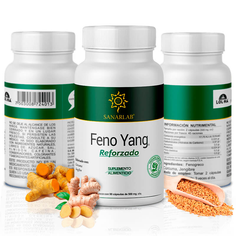 DUO PACK FENOYANG REFROZADO 2 MULTIVITAMINICOS FENOGRECO CURCUMA JENGIBRE VITAMINA D 90 CAPS SANARLAB