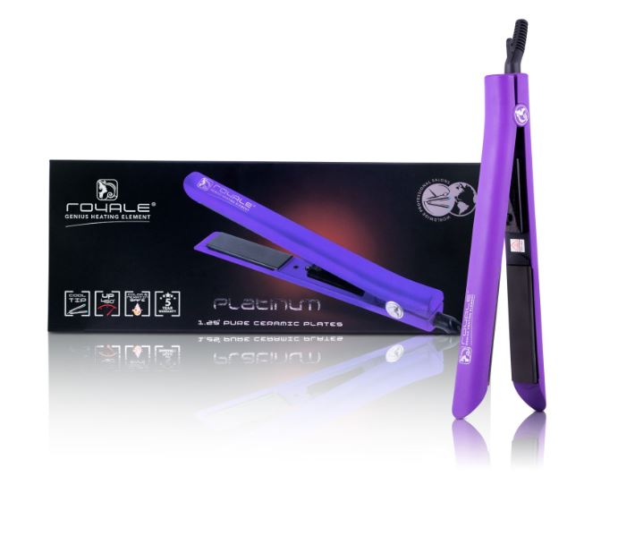 Kit Plancha Para Cabello Platinum Purple, Peine Y Funda Royale