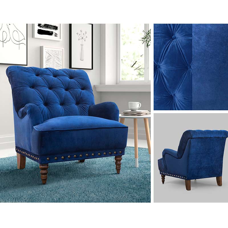 SILLÓN KIEL AZUL TERCIOPELO- ENTREGA ÚNICAMENTE EN CDMX, QUERÉTARO, PACHUCA, TOLUCA Y SUS ÁREAS METROPOLITANAS