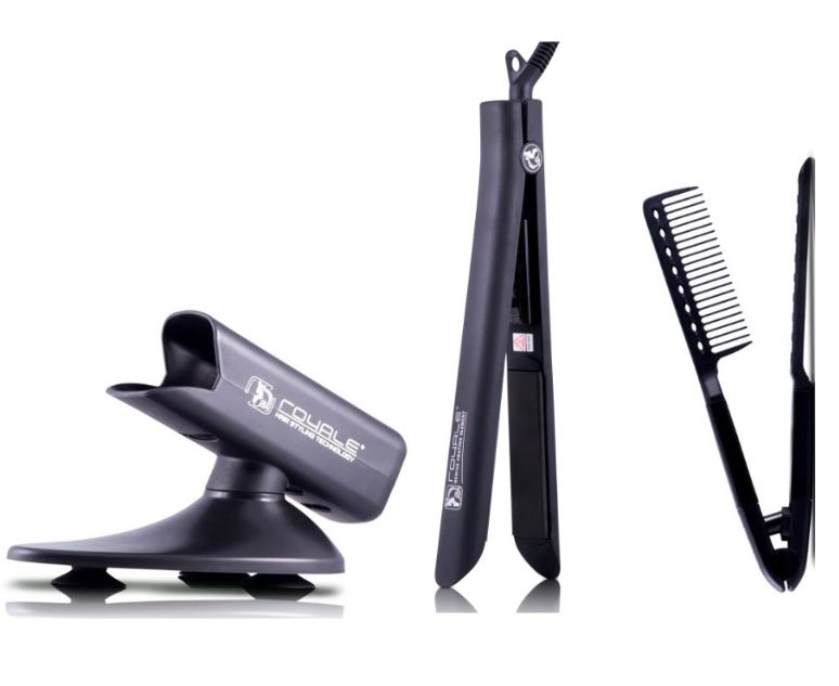 Plancha Para Cabello Platinum Black, Peine Y Base Royale