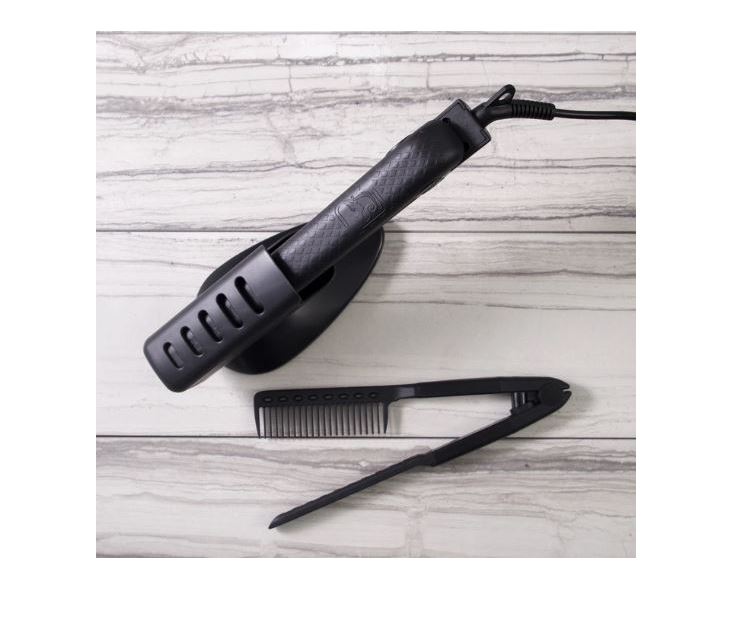 Plancha Para Cabello Platinum Black, Peine Y Base Royale