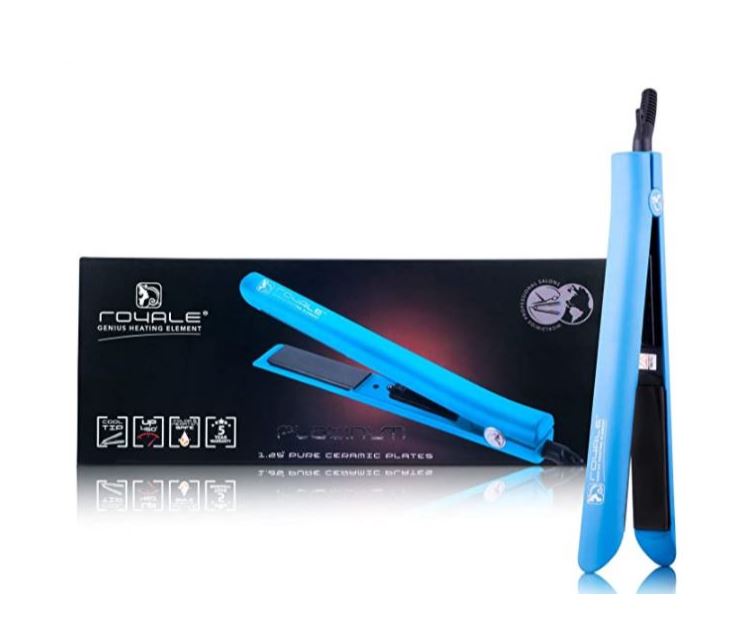Kit Plancha Para Cabello Platinum Blue, Peine Y Base Royale
