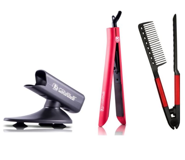 Kit Plancha Para Cabello Platinum Red, Peine Y Base Royale